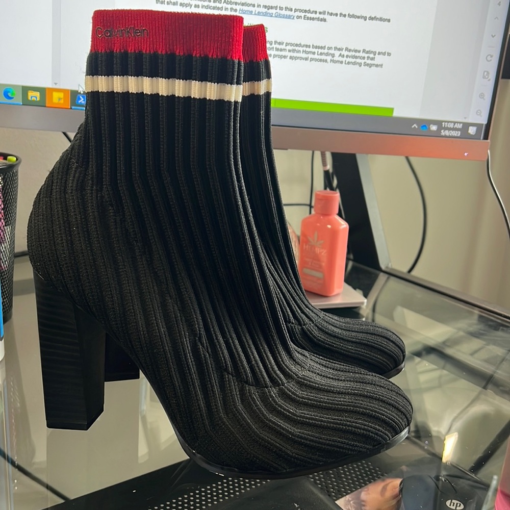 Calvin Klein bootie sock heels